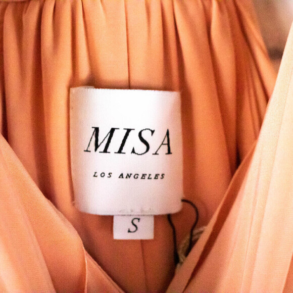 Misa Los Angeles Peach Jersey Knit Sleeveless Cocktail Mini‎ Dress Small Draped - Picture 7 of 11